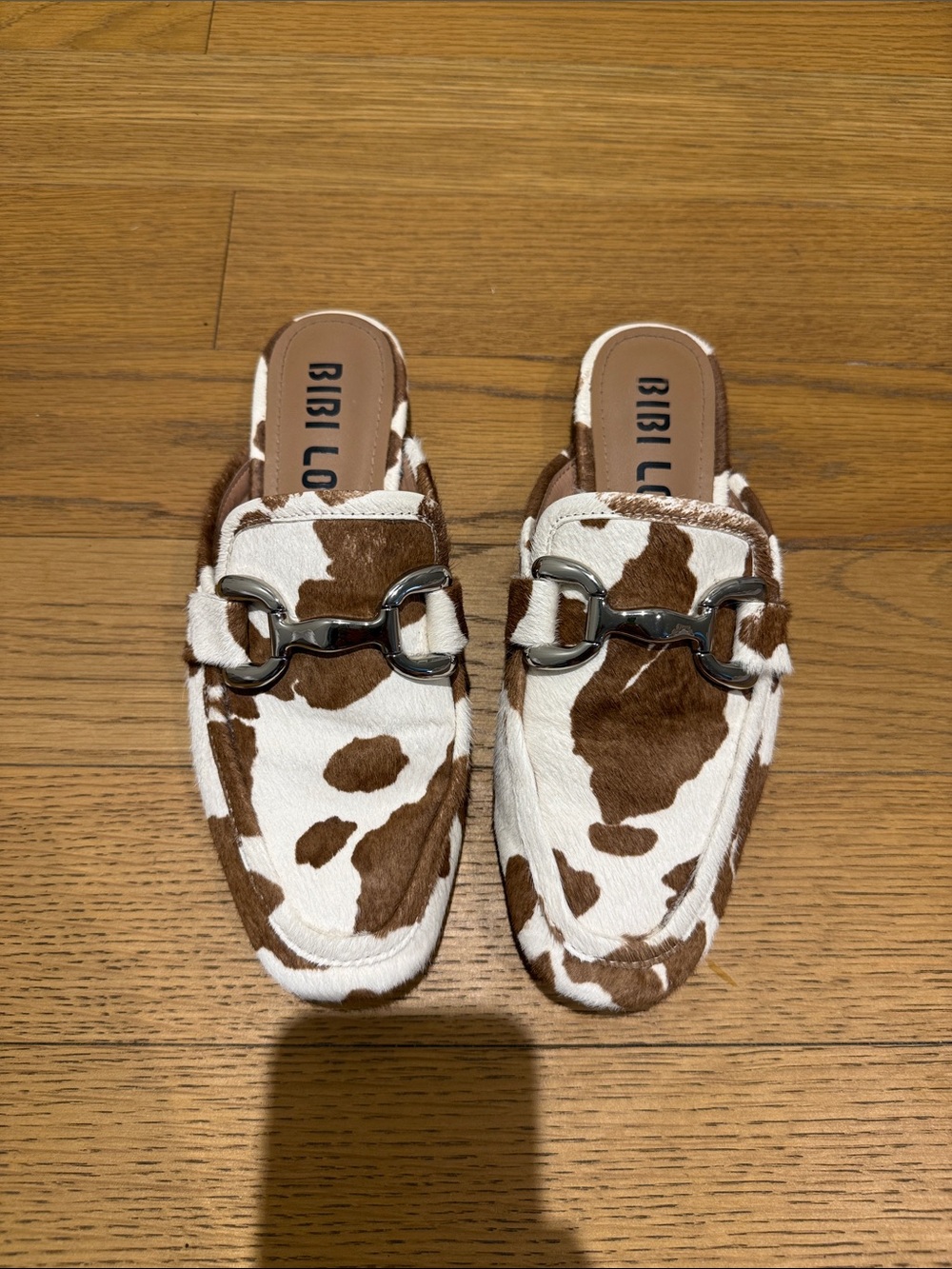 Bibi Lou Brown & White Cow Print Mules